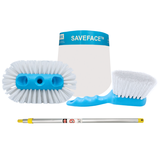 This Autoclave Cleaning Brush Kit sterilizing medical needs includes durable handle brush, rounded corner brush, telescopic handle (Anodized Aluminum Extension Pole). Available with Face Shield. Choose from 3 kit options.
