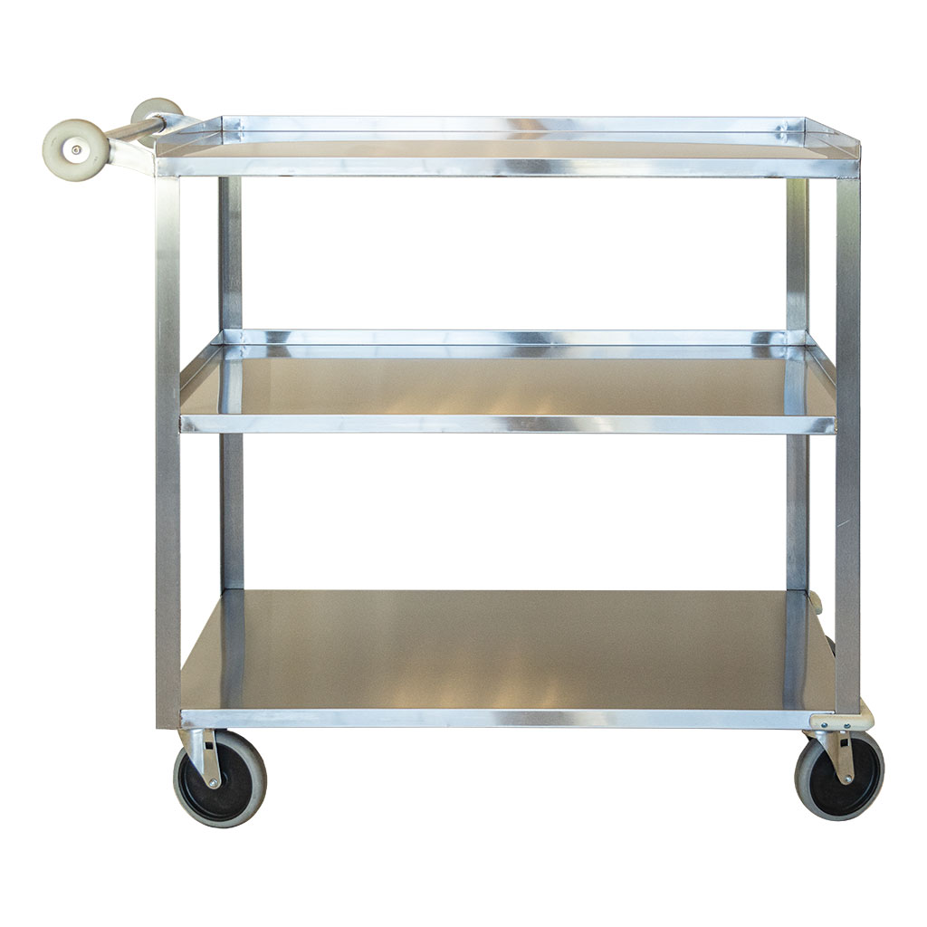 Durable Utility Carts crafted from heavy-gauge grade 18-8 stainless steel. Four versatile models for general-purpose transport/storage in medical settings