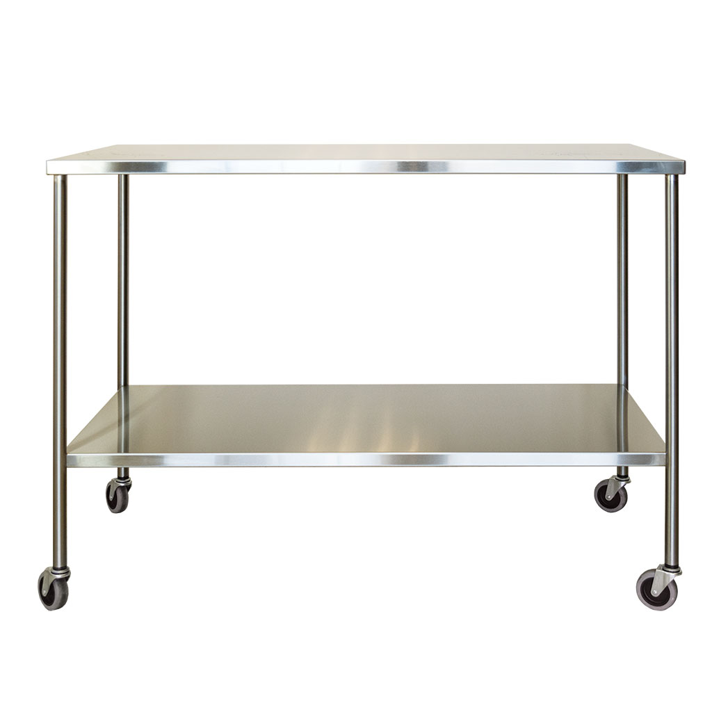 Economical Stainless Steel Instrument Table with H-Brace for Stability - Ideal for Surgical, Sterile Processing, Laboratory, and Medical Applications.