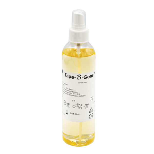 Ready to use adhesive Tape-B-Gone™ Adhesive Remover spray to remove tape residue from medical instruments and equipment. Safe for use on metal, glass, plastic, and rubber.