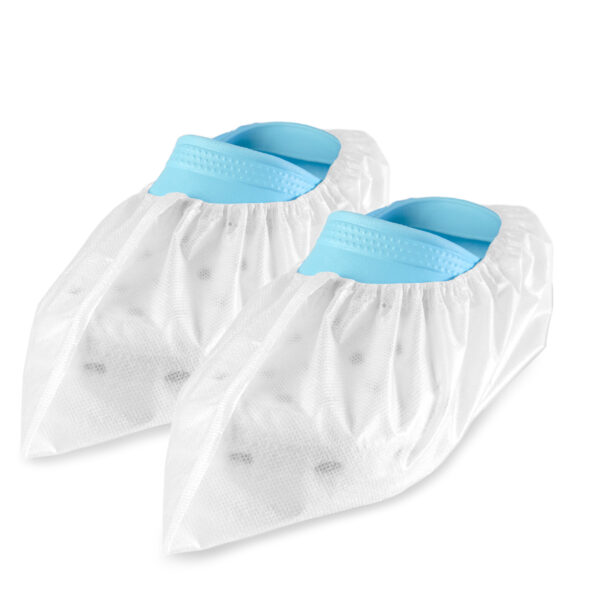 Our white Batrik ShoozCovers™ Coated Line shoe covers, made of water-resistant polypropylene and polyethylene blend, triple ultrasonic welded for tear-resistance and durability, with elastic ankle and large opening for easy on-and-off, ideal for hazardous environments.